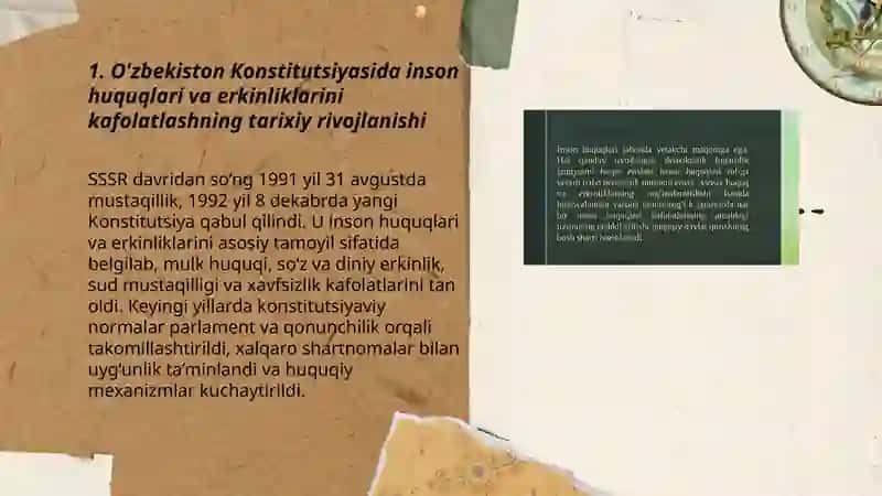 O'zbekistonda inson huquqlari va erkinliklari kafolatining yaratilishi 3