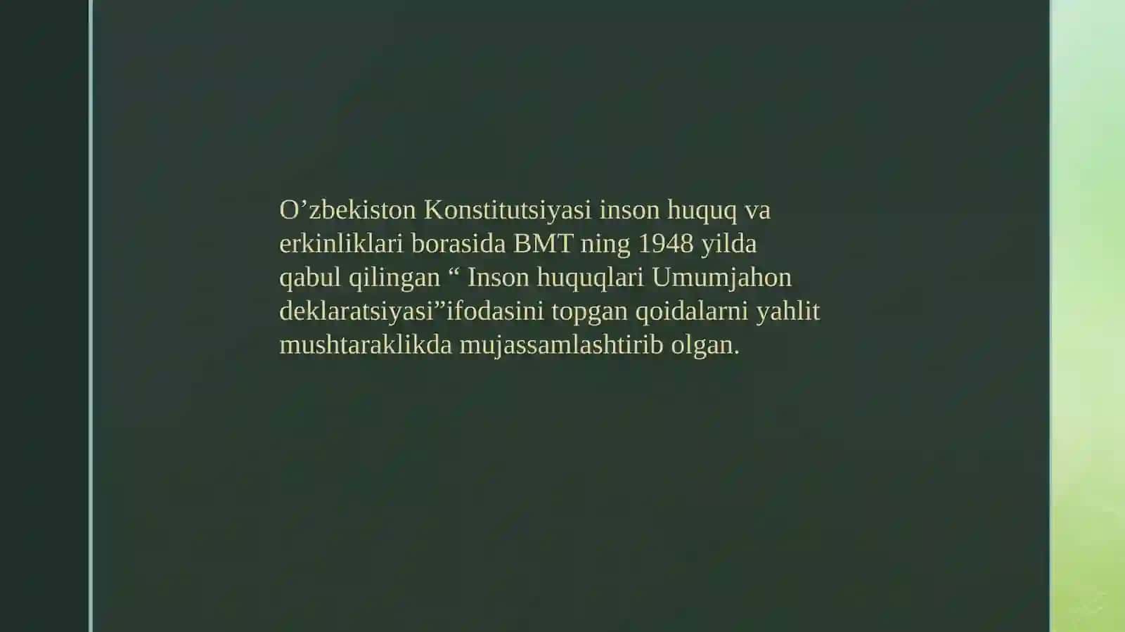 O`zbekistondainson huquqlari va erkliklar kafolatining yaratilishi 3
