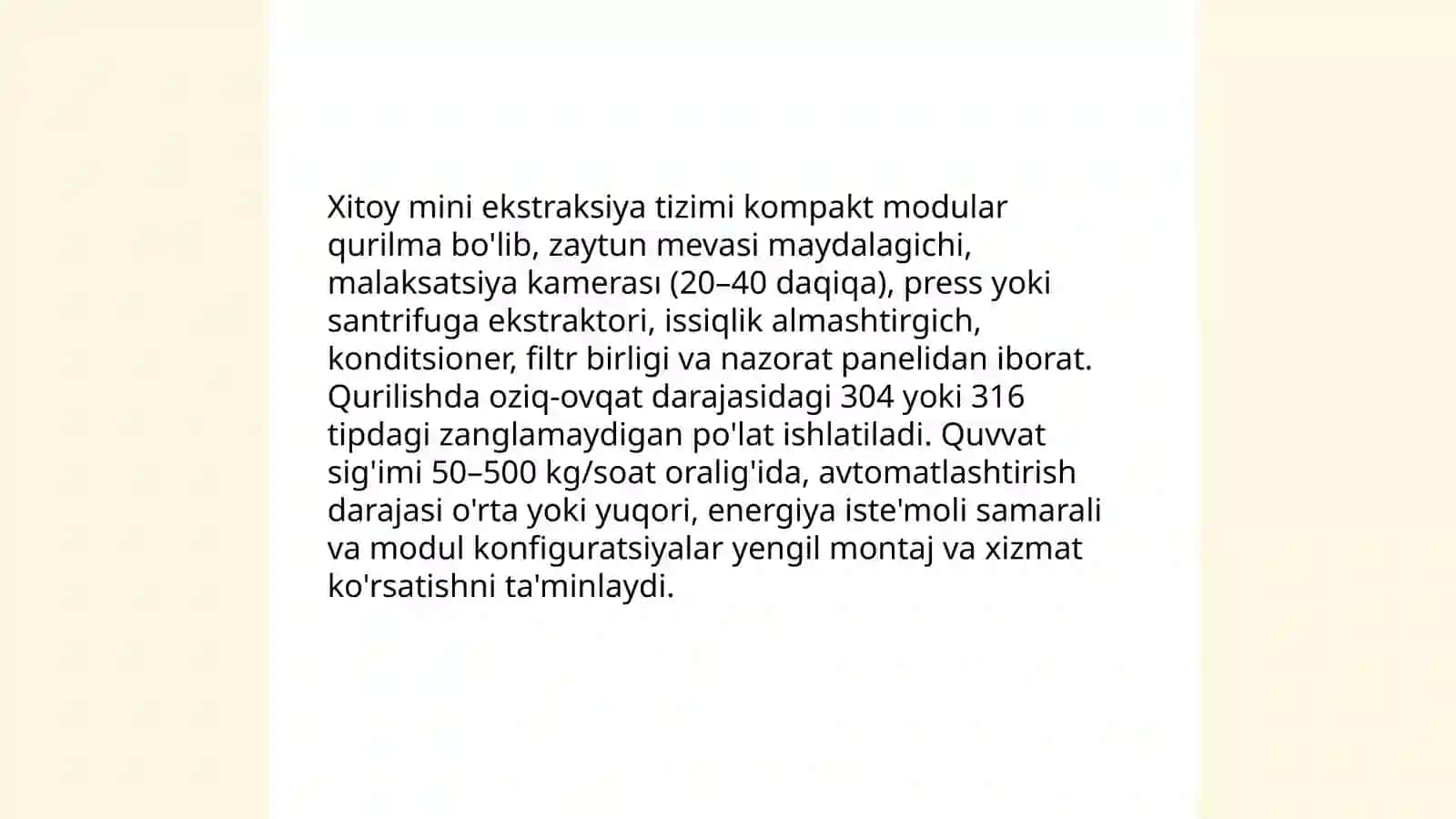 Zaytun moyidan ekstraksiya usulida Xitoy mini ekstraksiya tizimida moy olish texnologiyasi 3