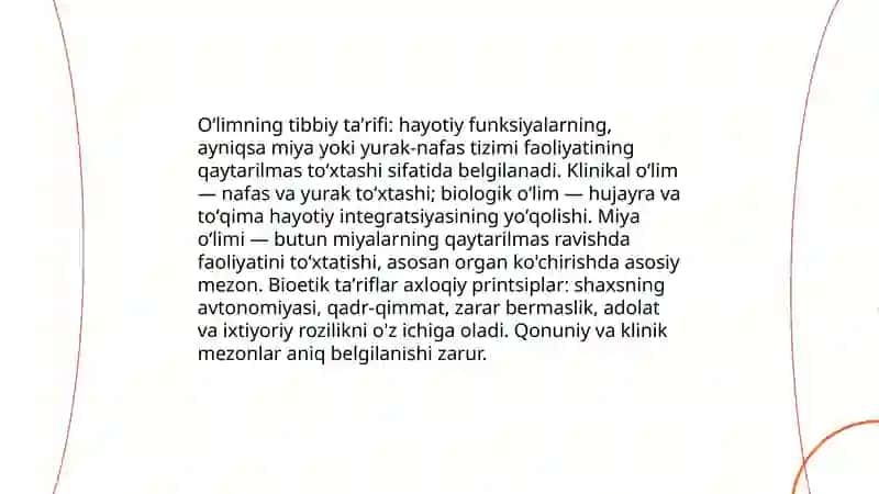 Oʻlim hodisasi va oʻlish jarayonining bioetikaviy jihatlari 3