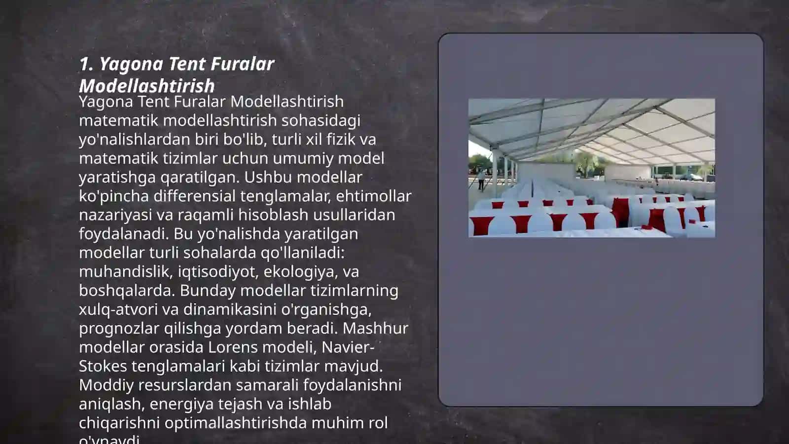 Yagona Tent Furalar Modellashtirish 3