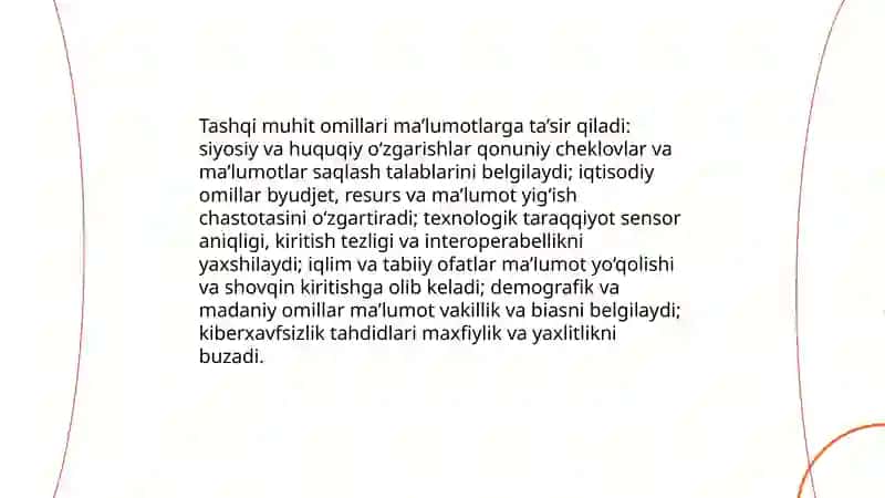 Tashqi muhit omillari ma’lumotlarga ta’sir qiladi 3