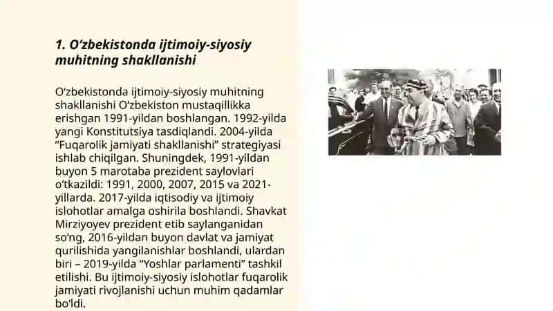 3-mavzu: Mustaqillikka erishish arafasida O‘zbekistondagi ijtimoiy-siyosiy jarayonlar. 3