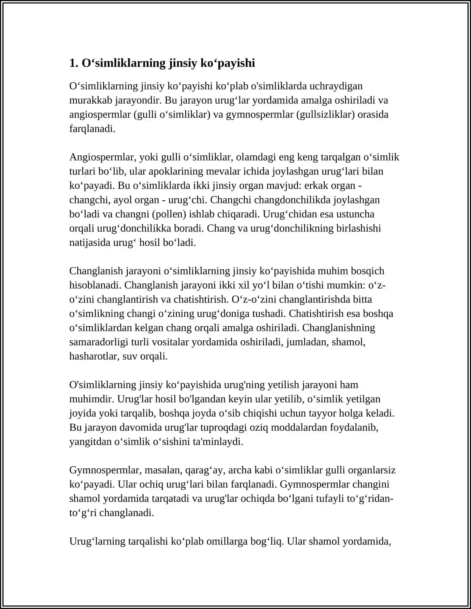 Oʻsimliklarning Jinsiy va Jinssiz Koʻpayishi 3