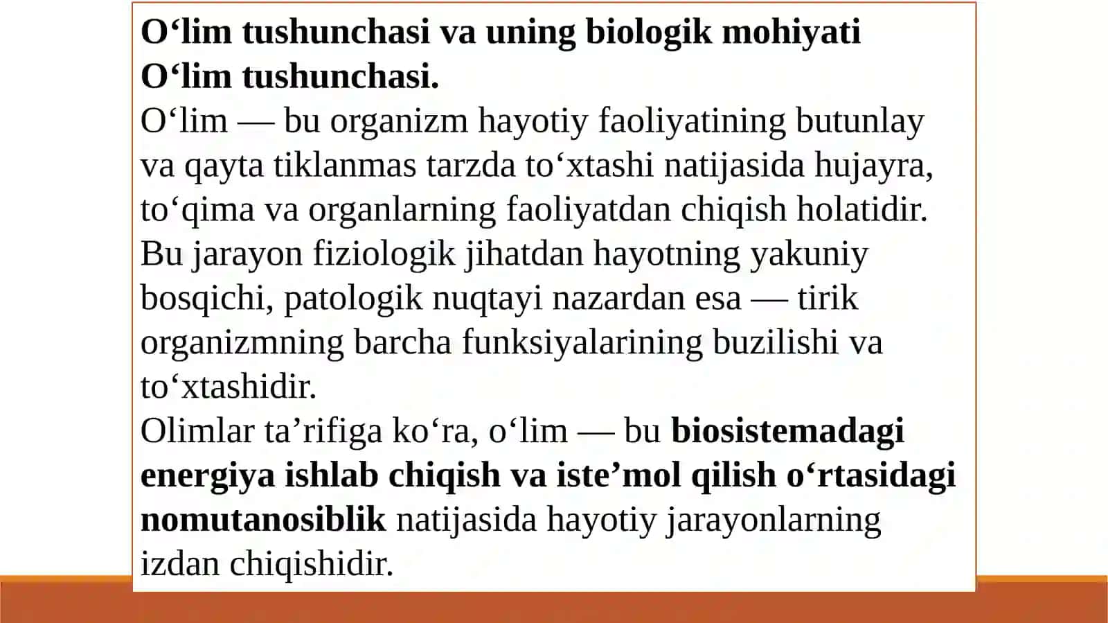 O'lim haqida tushuncha. O‘lim turlari. Tanatologiya va tanatogenez 3