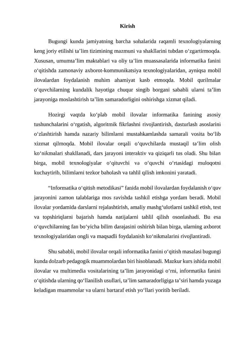 "Mobil ilovalar orqali informatika fanini o‘qitish " 3