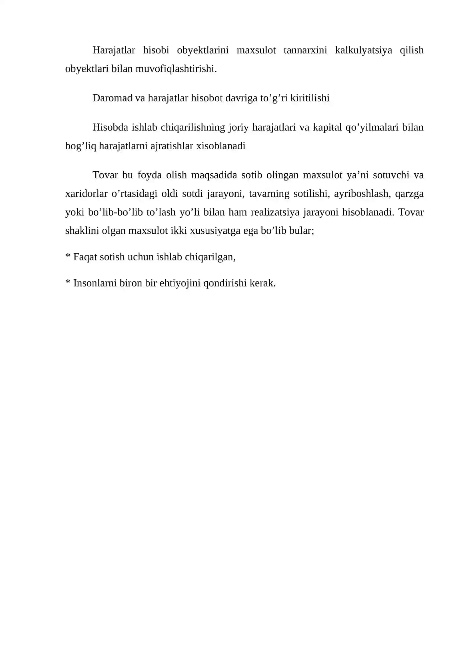 Mahsulot, tovar (ish, xizmatlar) va ularning hisobi 3