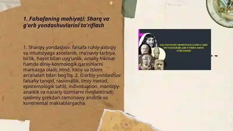 Falsafaning mohiyatiga oid sharq va g'arb mutafakkirlarini tariflash va tasniflash 3