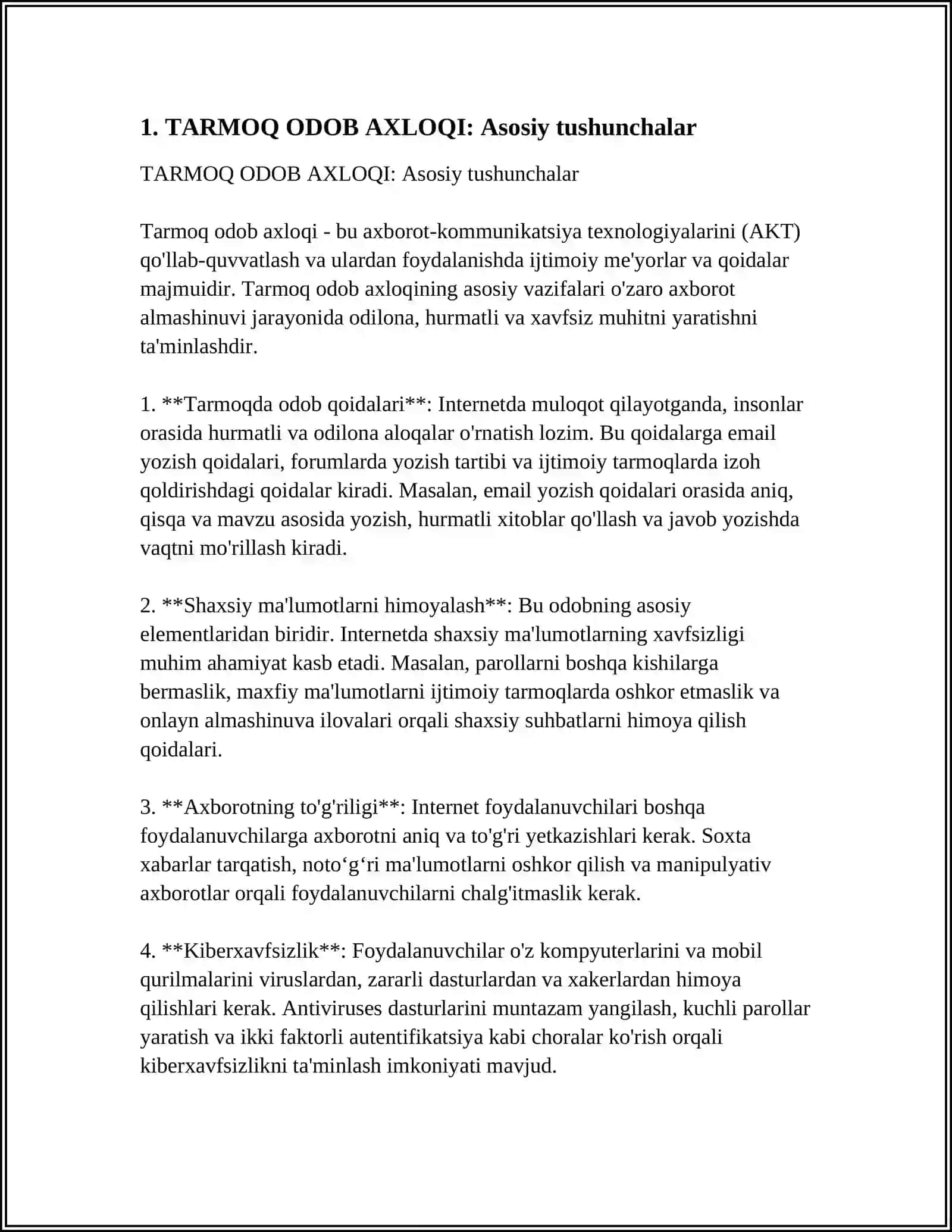 TARMOQ ODOB AXLOQI. EDYUTON KONSEPSIYASI 3