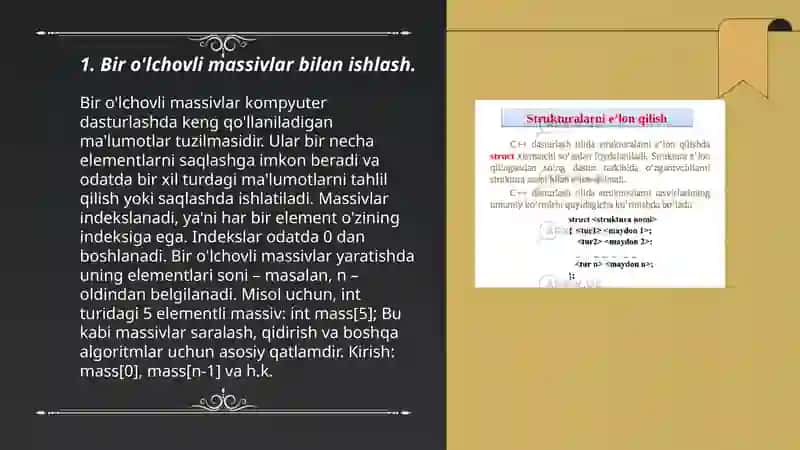 Bir o'lchovli massivlar bilan ishlash 3