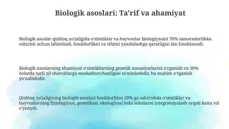 Biologik asoslari: Ta'rif va ahamiyat 3