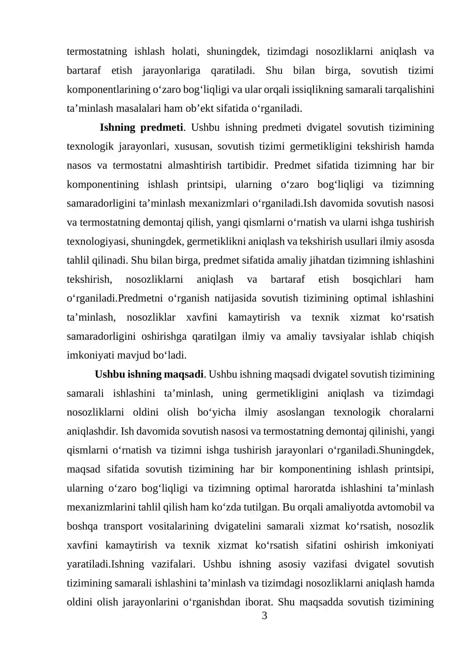 Dvigatel sovutish tizimi germetiklikni tekshirish,, nasos (pompa) va termostatni almashtirish texnologik xaritasi 3