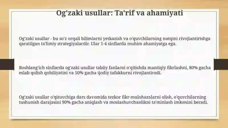 Og'zaki usullar: Ta'rif va ahamiyati 3