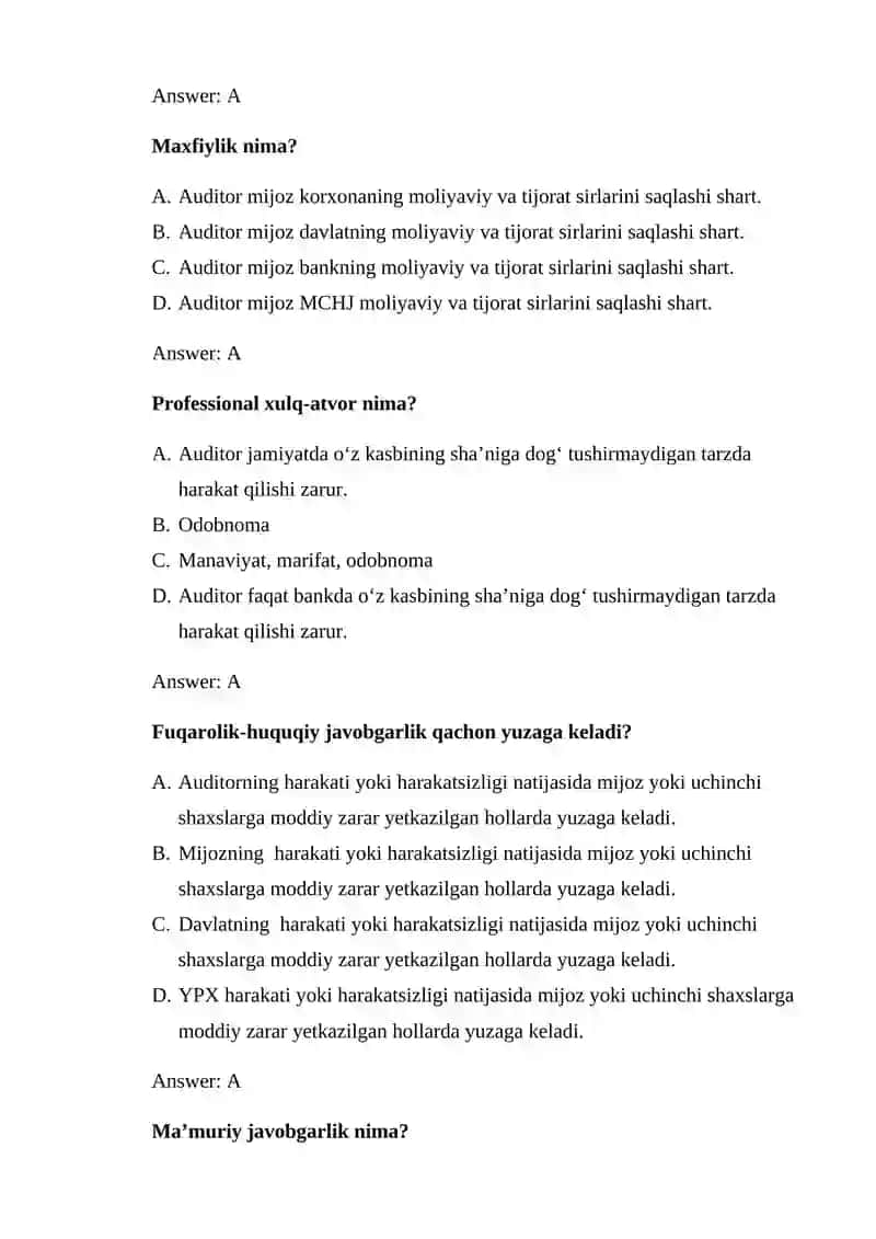 Auditorlik professional etikasi va Auditorning huquqiy javobgarligi 3