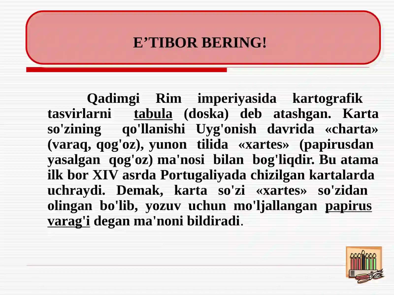 Topografiya va kartografiya tarixi to’g’risidagi dastlabki ma’lumotlar 3