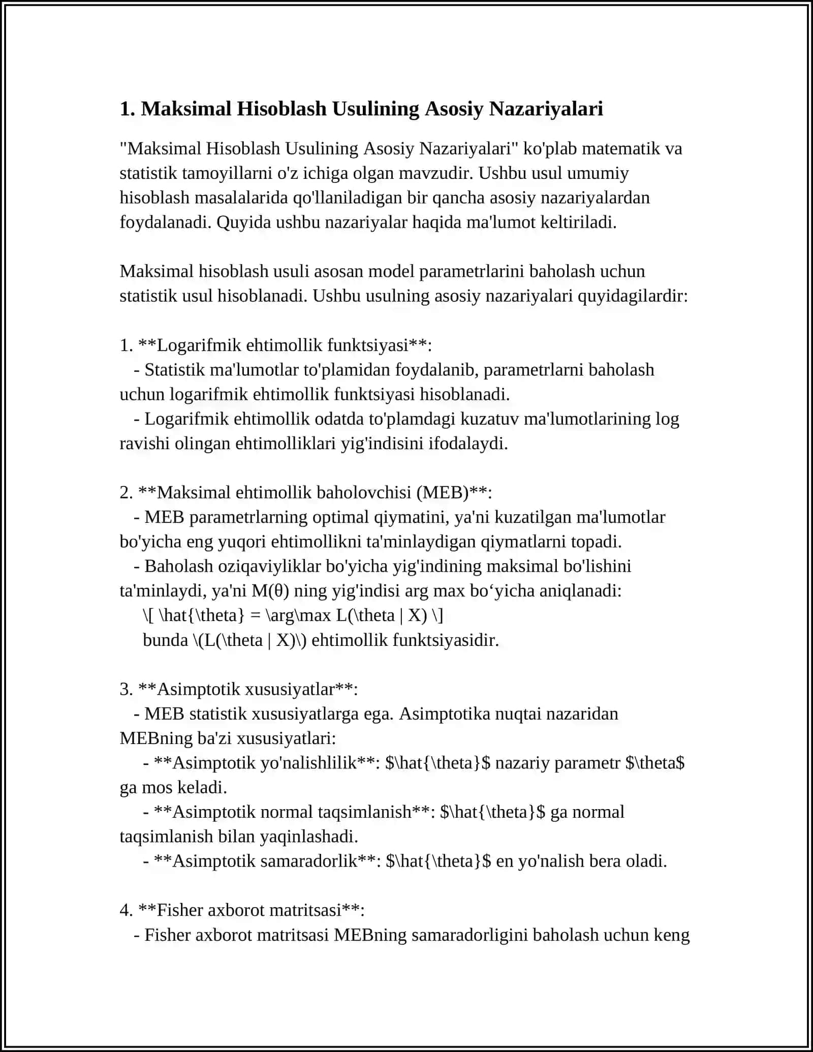 MAKSIMAL HISOBLASH USULI 3