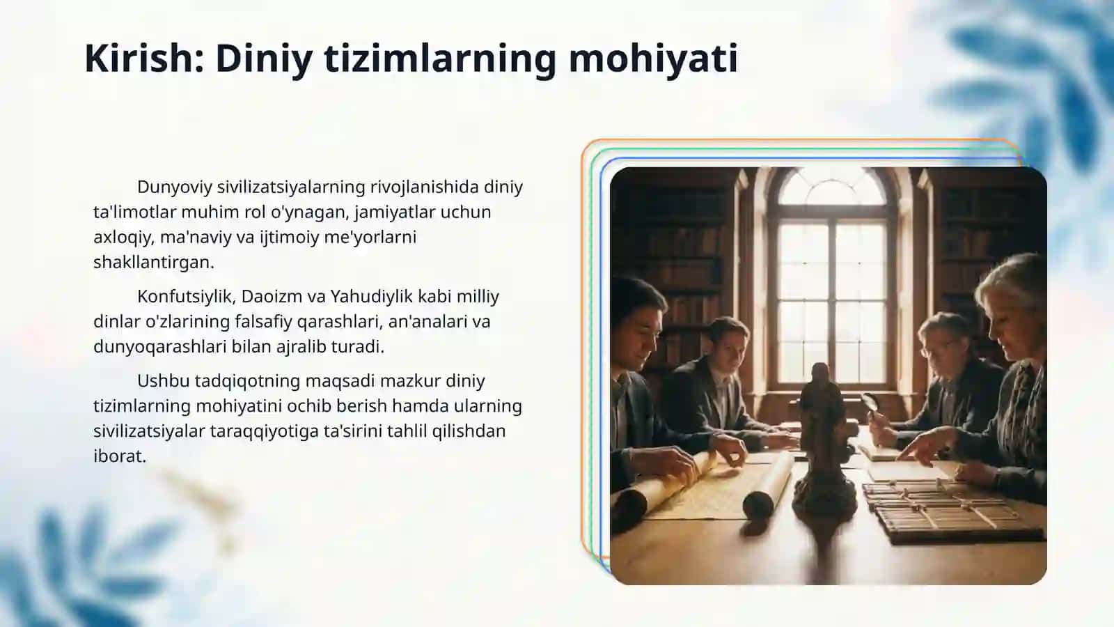 Миллий динлар Конфутсийлик, Даосизм,Иудаизм,Яхудийлик динлари. 3