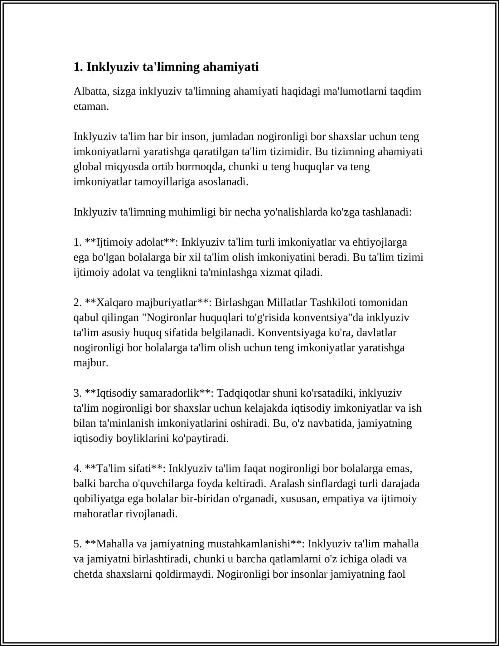 INKLYUZIV TAʼLIMNING TAMOYILLARI VA UNGA BOʻLGAN EHTIYOJLAR VA UNING SABABLARI BOSQICHLARI 3