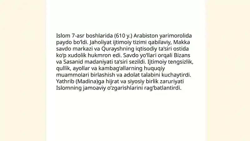 Islom dinining vujudga kelishi.Islom mafkurasi 3