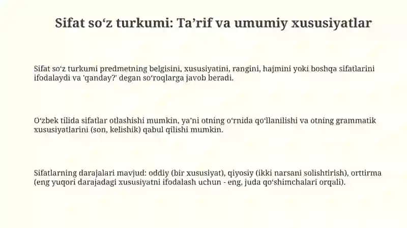 Sifat soʻz turkumi 3