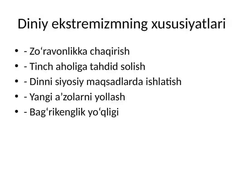 DINIY EKSTREMIZM: MAZMUNI, SABABLARI VA OLDINI OLISH YO‘LLARI 3