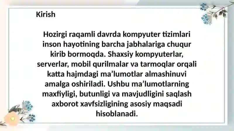 Axborot xavfsizligi va uning asosiy tushunchalari 3