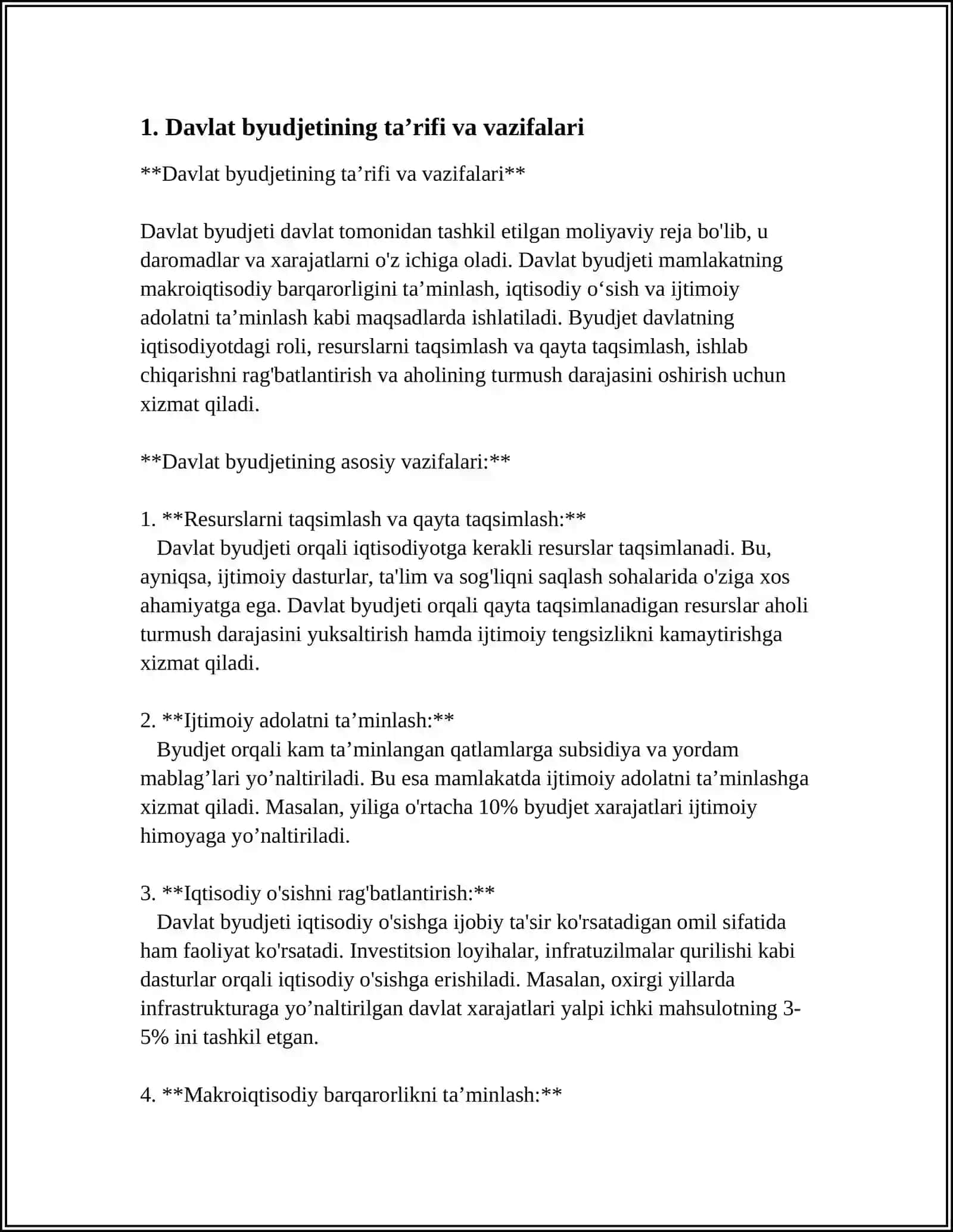 DAVLAT BYUDJETI, SOLIQLAR VA DAVLAT QARZI 3