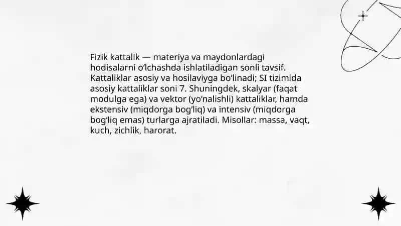 Fizik kattaliklar va ularning birliklari. Xatoliklar nazariyasi 3