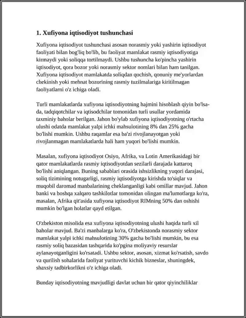 XUFIYONA IQTISODIYOT REFERAT 3