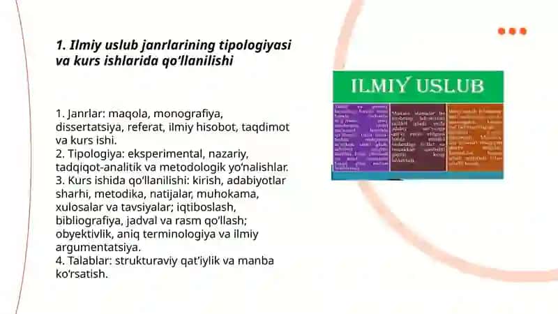 Ilmiy uslub janrlari.Kurs ishi 3