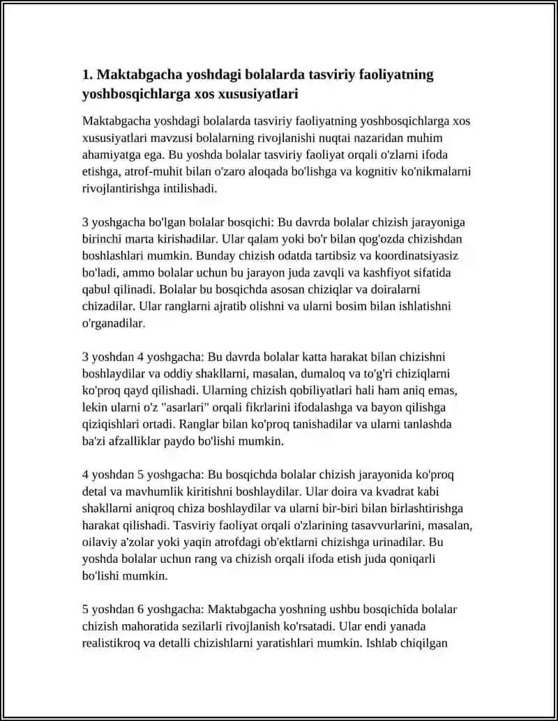 Tasviriy Faoliyat Yoshbolardagi Bolalar 3