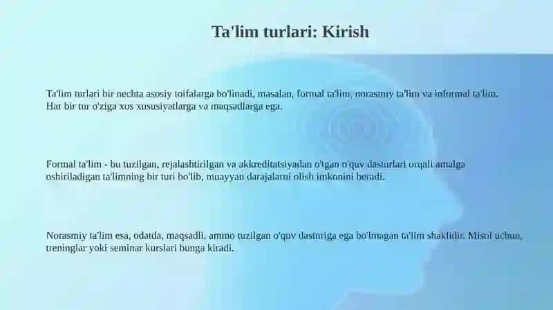 Ta'lim turlari 3