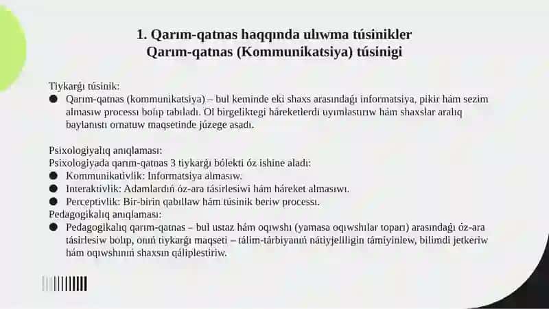 Pedagogikaliq xizmette qarim - qatnas 3