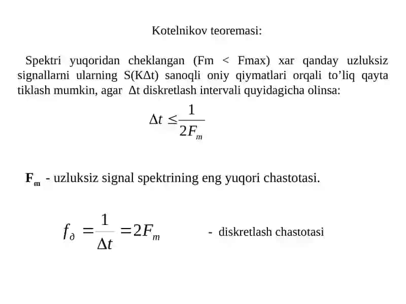 Uzluksiz signallarni raqamli uzatish 3