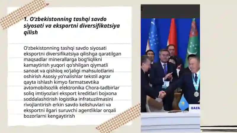 Oʻzbekistonning tashqi iqtisodiy siyosati va jahon hamjamiyatiga integrasiyasi 3