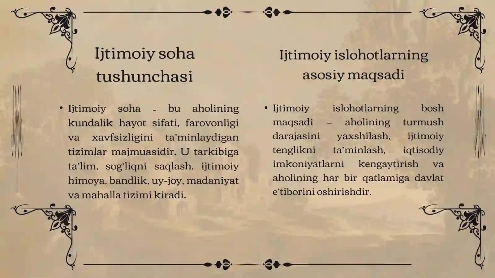 O‘zbekistonda ijtimoiy sohada amalga oshirilayotgan islohotlar mazmun va mohiyati 3