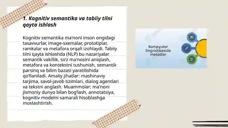 Kompyuter lingvistikasi.Kognitiv tilshunoslik 3