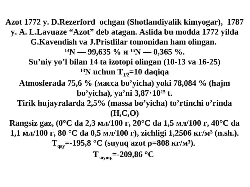 XV guruh elementlari. I-qism Azot va fosfor 3