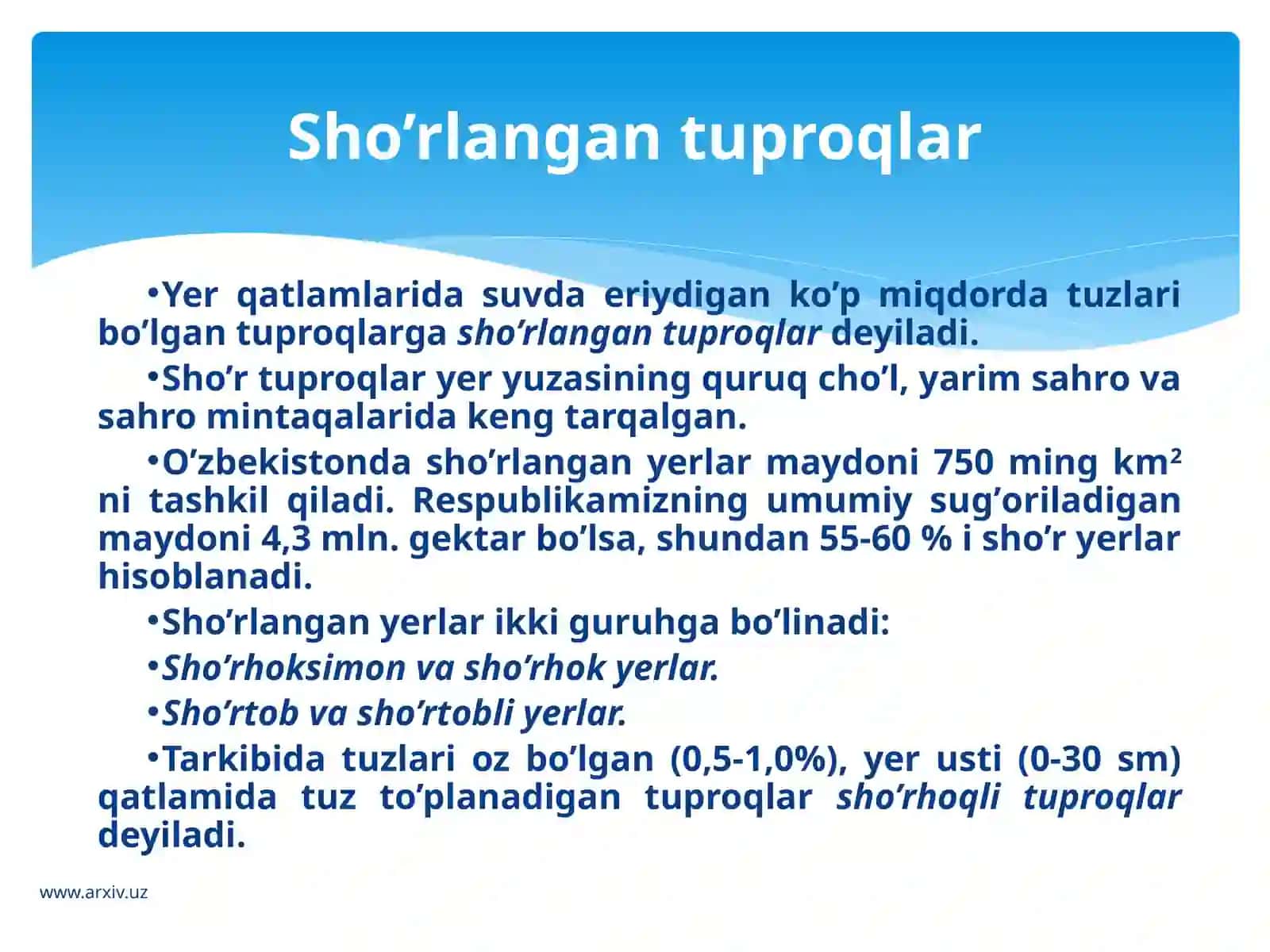 Tuproqsho’rlanishi 3