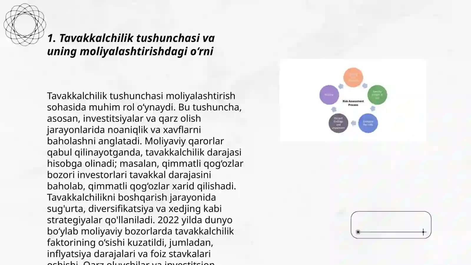 Tavakkalchilik tushunchasi va uning moliyalashtirishdagi o‘rni 3