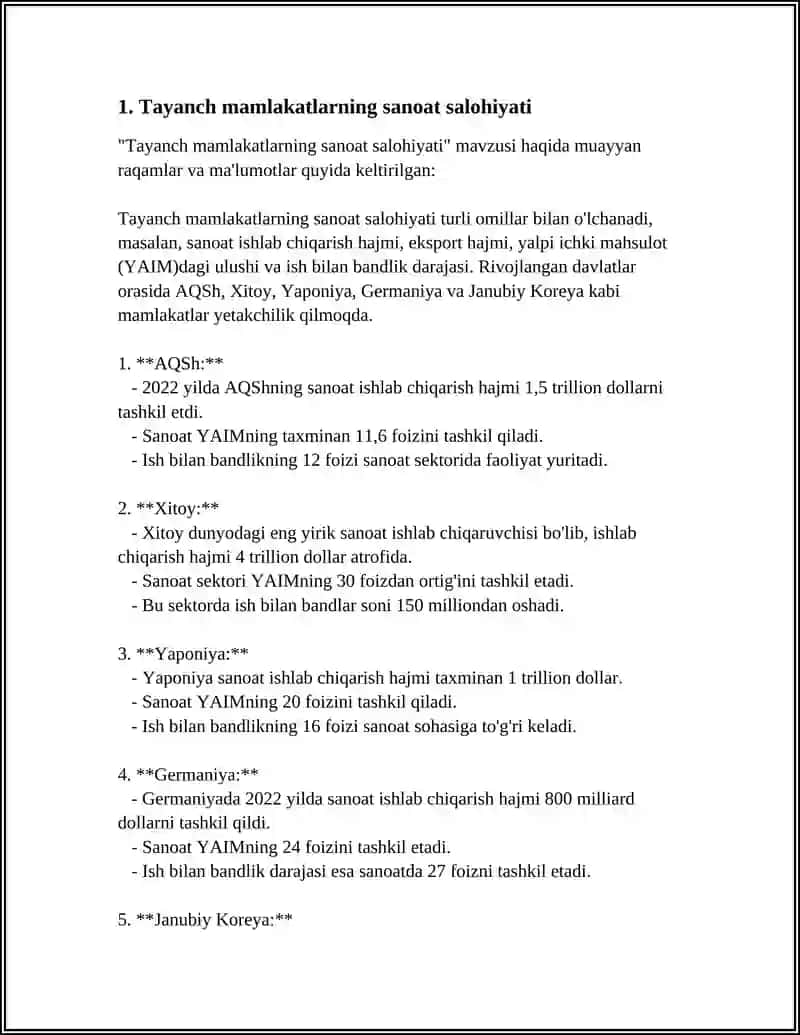 Tayanch Mamlakatlarining Jahon Iqtisodiyotida Tutgan O'rni 3