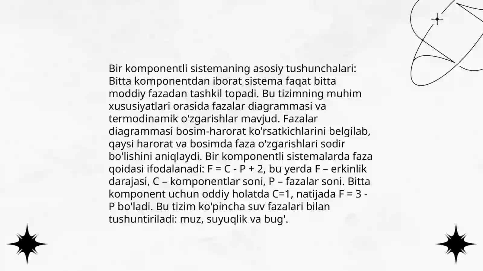 Bir komponentli sistemalar.Suvning holat diagrammasi.Mono- va enantiotropik fazaviy o'tishlar 3