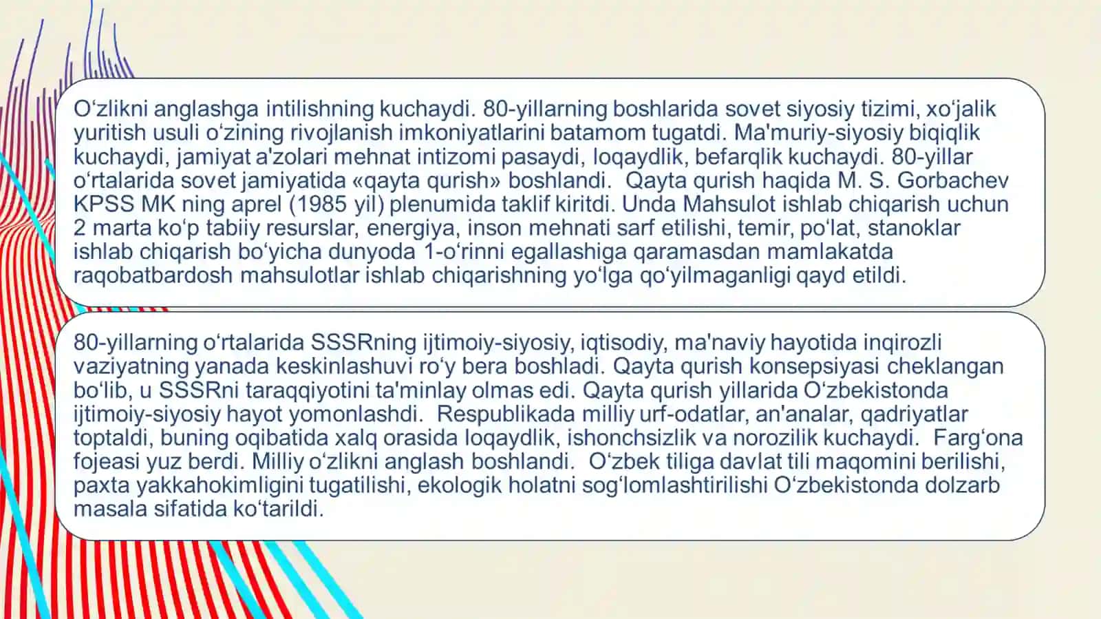MUSTAQIL O'ZBEKISTON DAVLATINING BUNYODGA KELISH JARAYONI 3