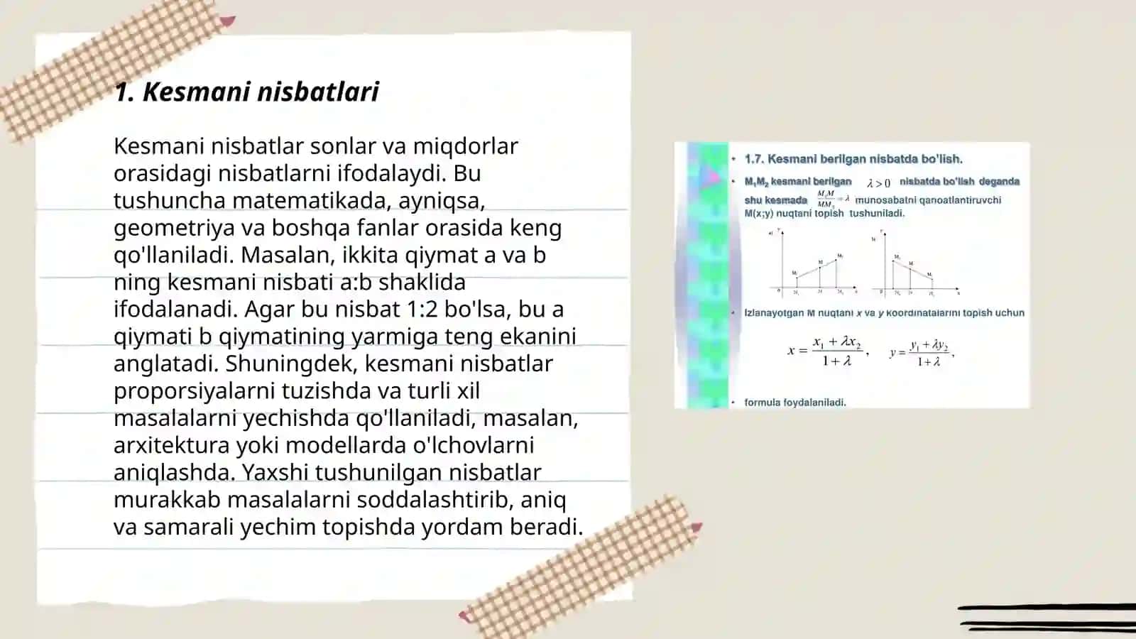 Kesmani nisbatlari 3