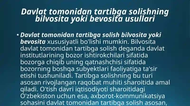 ALOQA KORXONALARINI FAOLIYATINING DAVLAT  TOMONIDAN TARTIBGA SOLINISHI 3