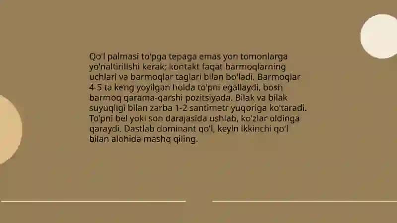 Basketbol o'yinida toʻpni boshqarish texnikasini oʻrgatish (To'pni olib yurish) 3