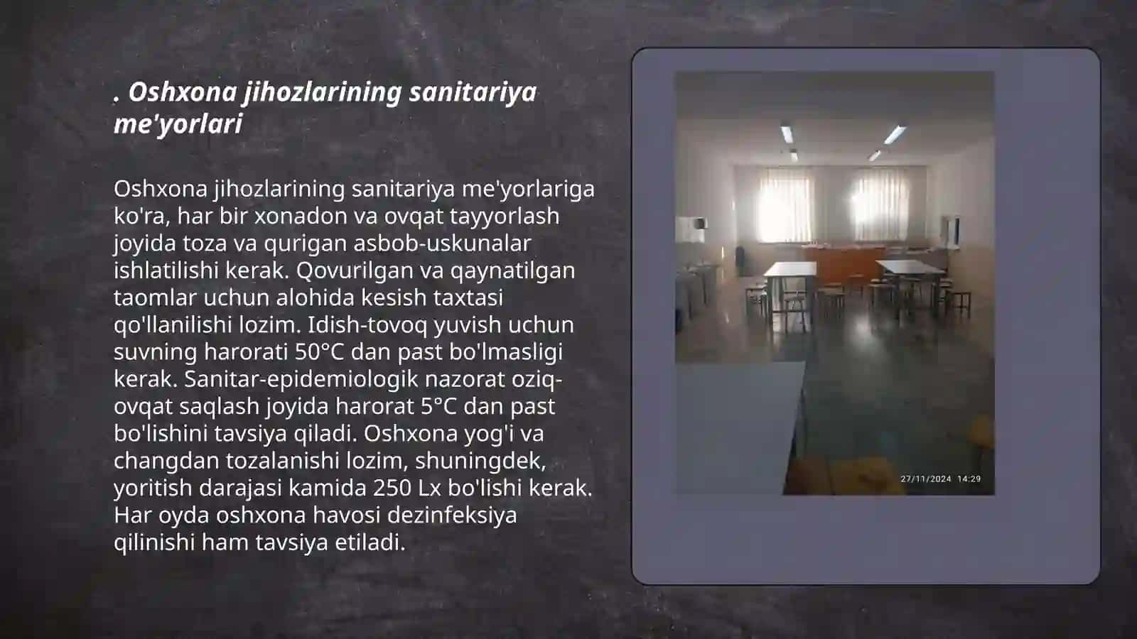 Maktabda sanitarik-gigiyenik me'yorlarini o'rganish(Oshxona, sinf xonasi). Tanqidiy-taxliliy ma’lumotnoma tayyorlash 3