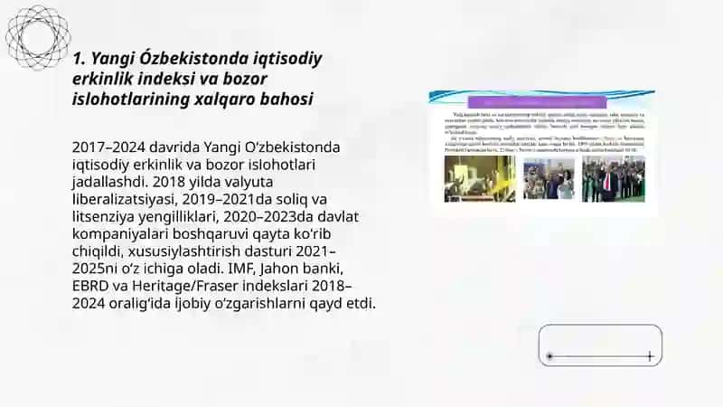 Yangi Ózbekiston ijtimoiy-siyosiy,iqtisodiy va madaniy hayotida róy berayotgan ózgarishlarning xalqaro reyting va indekslarda aks etishi 3