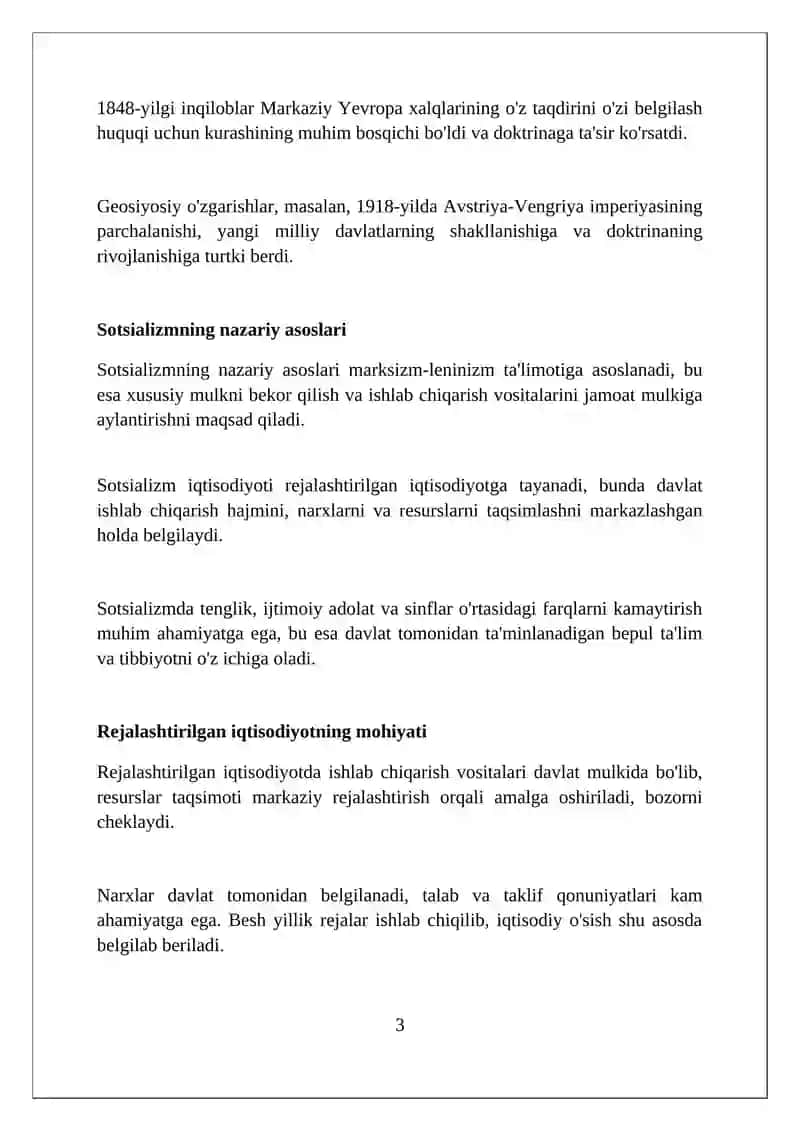 Sotsialistik iqtisodiyot to'g'risidagi fikrlar, Markaziy Yevropa ta'limoti 3