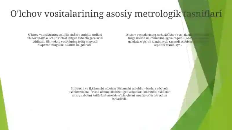 Olchash Asboblarini Aniqlik Klaslari 3